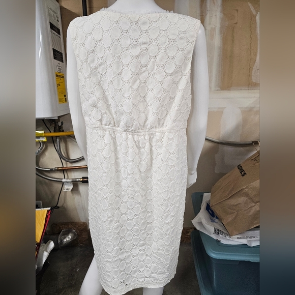 Dress Barn Ivory Surplice Front Eyelet Empire Waist Mini Dress Size 18W - Picture 8 of 14